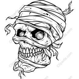  Skull: Haunted Bandaged Skull Art