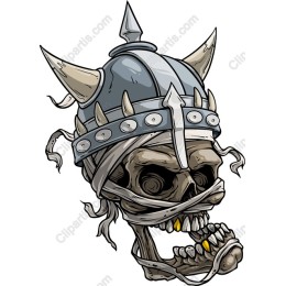 Viking Skull with Horned Helmet