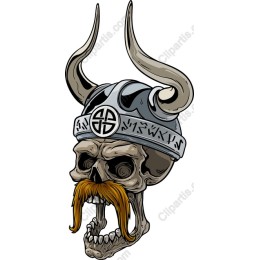 Viking Skull with Horned Helmet