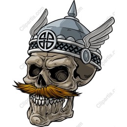 Viking Skull with Helmet and Mustache