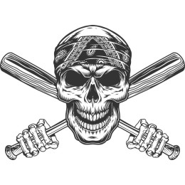 Rebellious Skull and Crossed Bats
