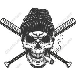 Urban Skull with Bats