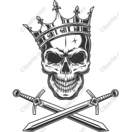 Crowned Skull with Swords