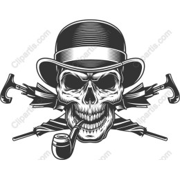 Vintage Skull and Pipe