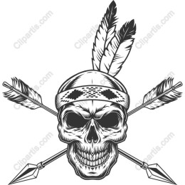 Tribal Skull with Feathers