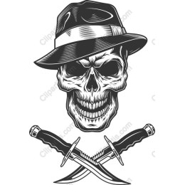 Skull with Fedora and Crossed Daggers