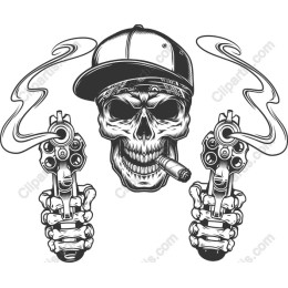 Edgy Skull with Revolvers
