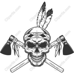 Tribal Skull with Axes