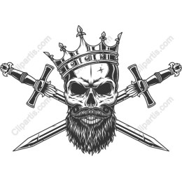 Crowned Skull with Swords