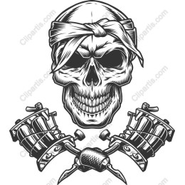 Tattoo Skull with Tattoo Machines