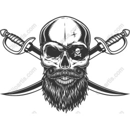 Rebel Skull and Crossed Swords