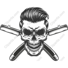 Vintage Skull and Razor Graphic