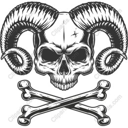 Ram Horned Skull with Crossbones