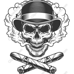 Cigar Skull with Bowler Hat