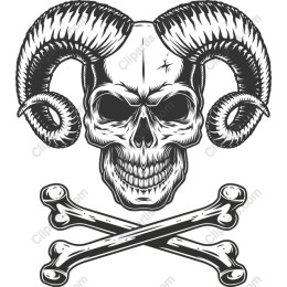 Fierce Ram Skull with Crossed Bones