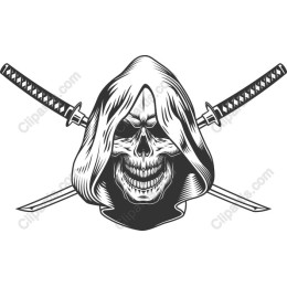 Fierce Skull with Katana Swords