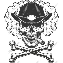 Cowboy Skull with Cigar