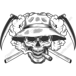 Vintage Skull with Scythes and Smoke