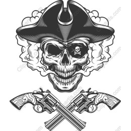 Bold Pirate Skull with Crossed Revolvers