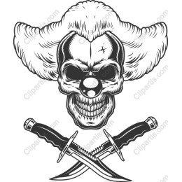 Clown Skull with Crossed Swords