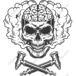 Edgy Skull with Brain