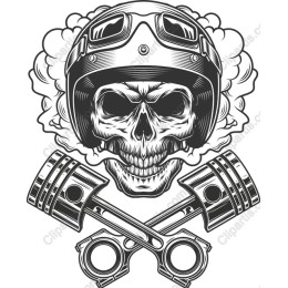 Skull and Pistons Vintage Motorcycle