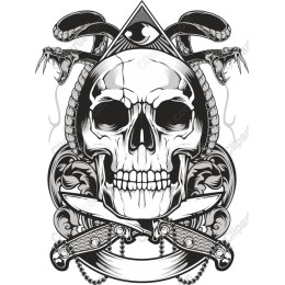 Edgy Skull and Serpents