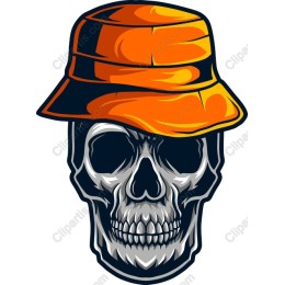 Skull in Orange Bucket Hat