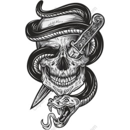 Gothic Skull with Serpent and Dagger