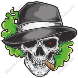 Edgy Skull in Fedora with Smoke
