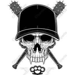 Edgy Skull with Baseball Cap and Bats