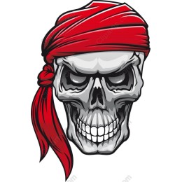 Pirate Skull with Red Bandana