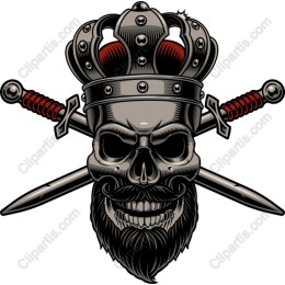 Crowned Skull with Swords