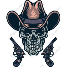 Cowboy Skull with Revolvers