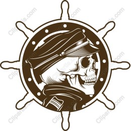 Nautical Skull and Ship's Wheel
