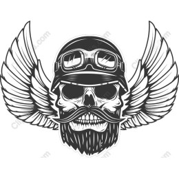 Aviator Skull with Wings