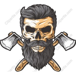 Bearded Skull with Axes
