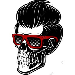 Retro Skull with Sunglasses and Pompadour Hairstyle