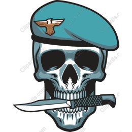 Military Skull with Beret and Dagger