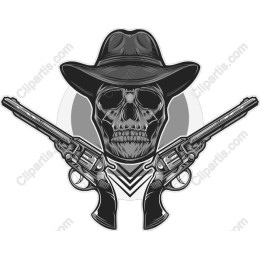 Cowboy Skull with Revolvers