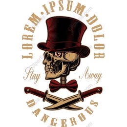 Elegant Skull with Top Hat and Swords