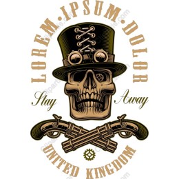 Steampunk Skull with Crossed Pistols