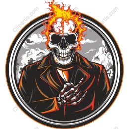 Fiery Skull with Flaming Head