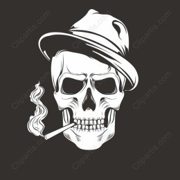 Vintage Skull with Hat and Cigar