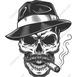 Vintage Skull with Fedora and Cigar
