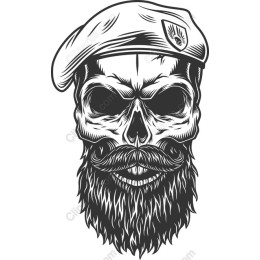 Edgy Skull with Beret and Moustache