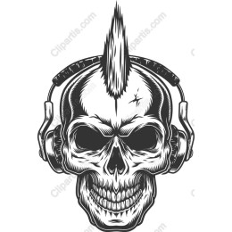 Punk Skull with Headphones
