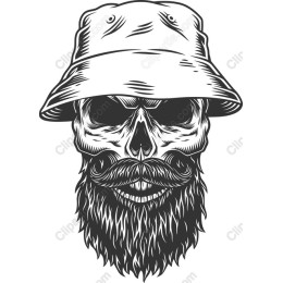 Skull with Beard and Bucket Hat