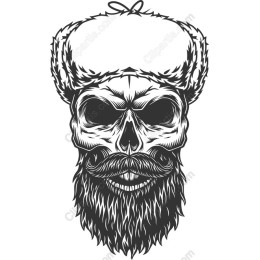 Rugged Skull with Beard and Russian Hat