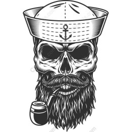 Nautical Skull with Beard